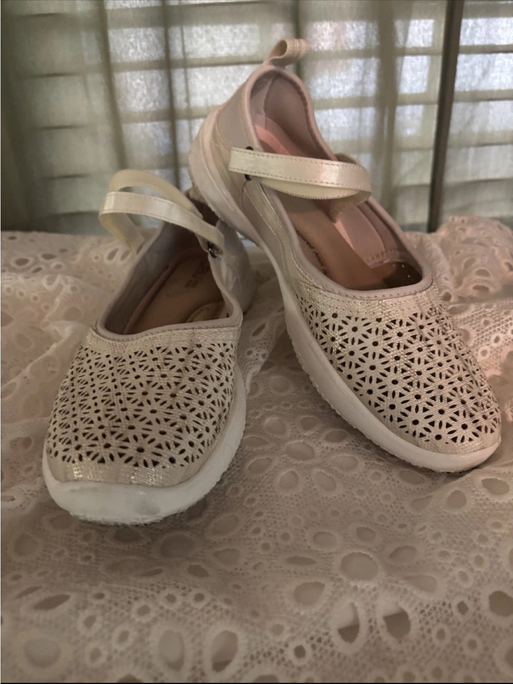 Jambu Beige With Sparkles Mary Jane Flats